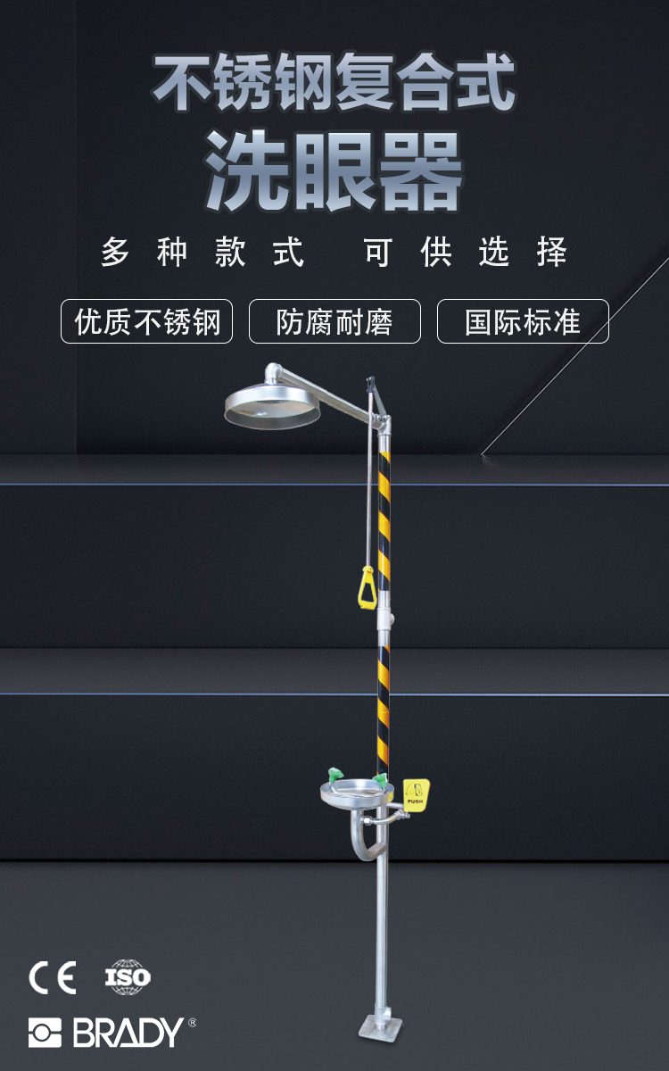 贝迪BRADY不锈钢复合式洗眼器BD-560可定制