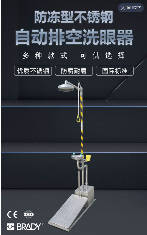 贝迪BRADY防冻型不锈钢自动排空复合式洗眼器BD-560D可定制